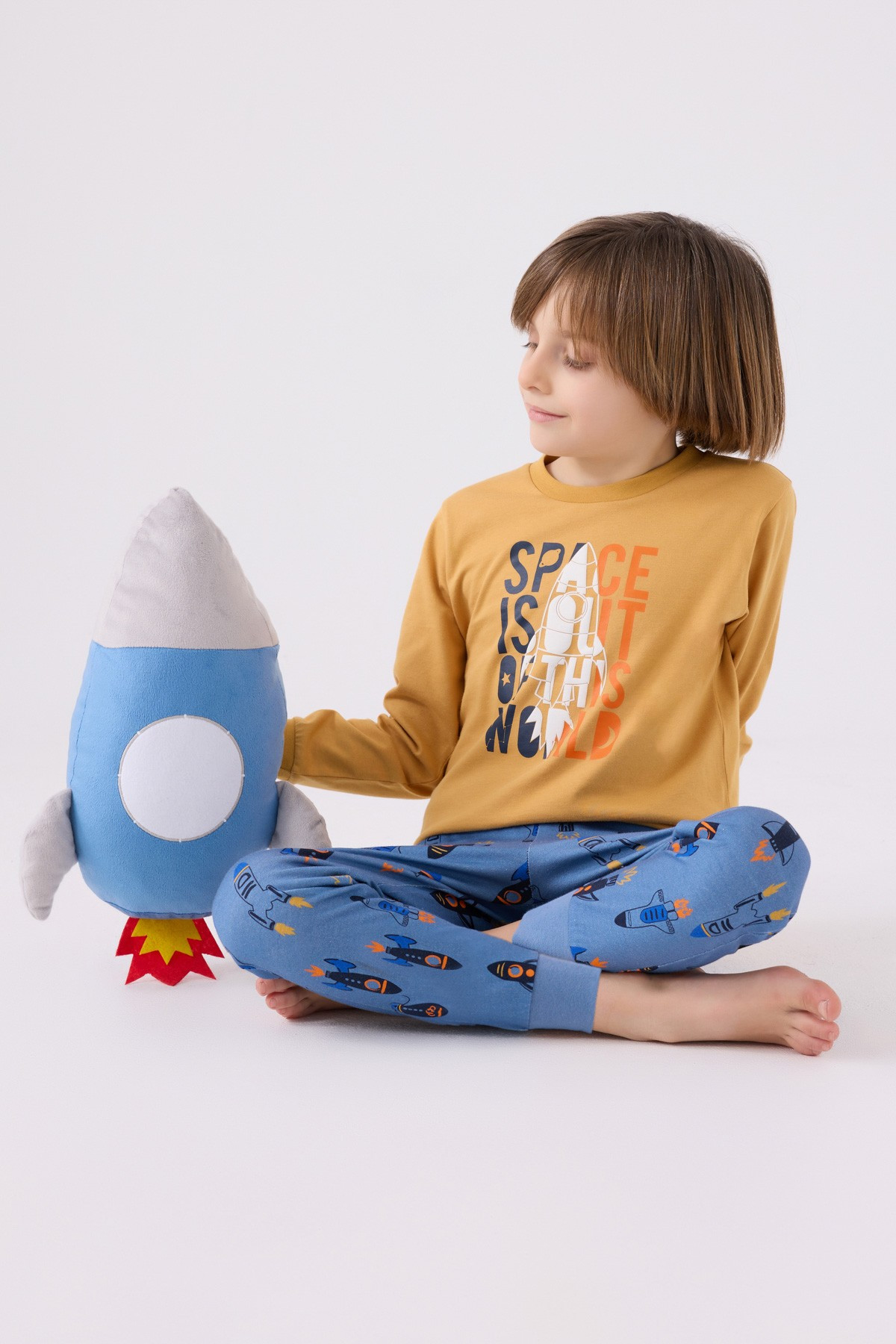 طقم بجامة كم طويل ولادي RP3442