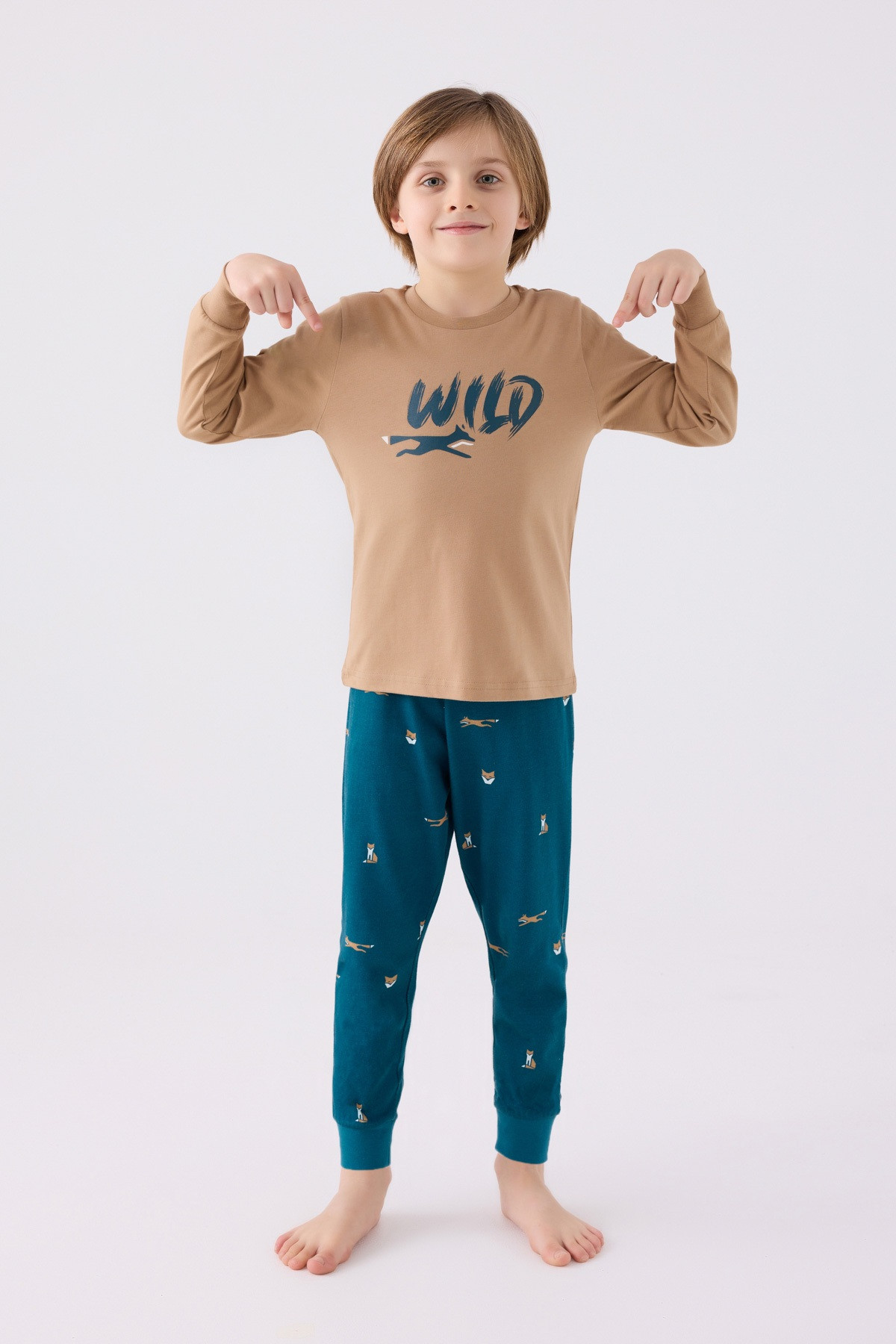 طقم بجامة كم طويل ولادي RP3433