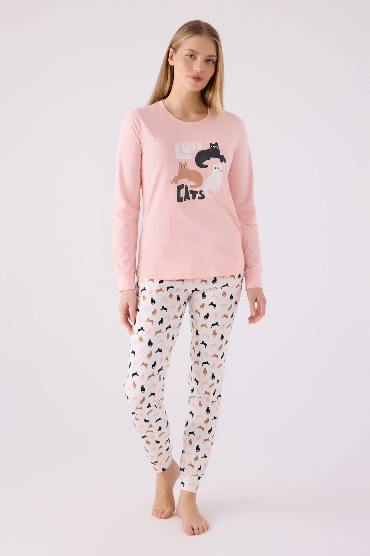 طقم بجامة كم طويل نسائي AR3057