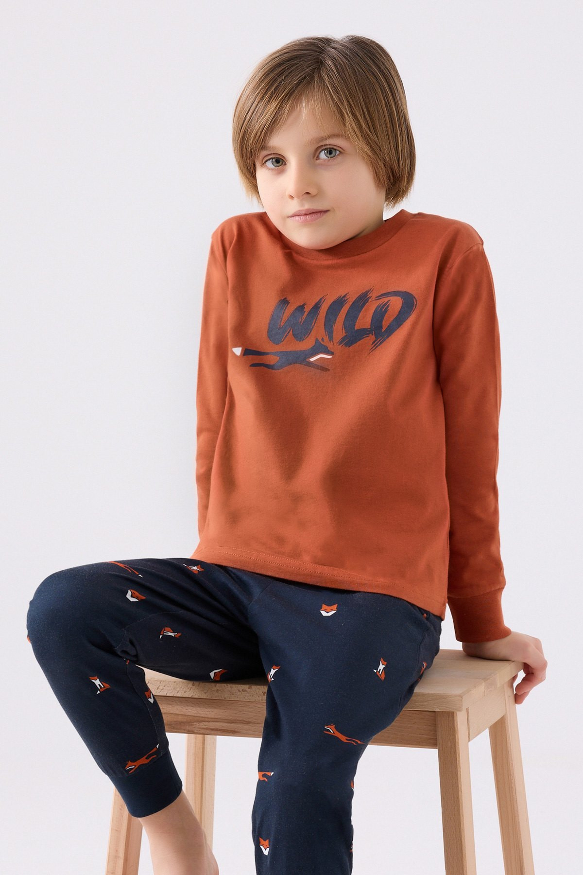 طقم بجامة كم طويل ولادي RP3433